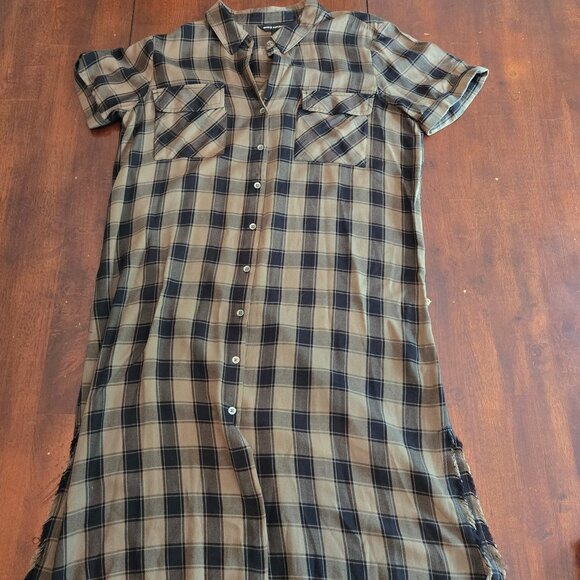 NWOT Rock & Republic Green Plaid Dress w/Slits on Sides, Size Large - Picture 1 of 5